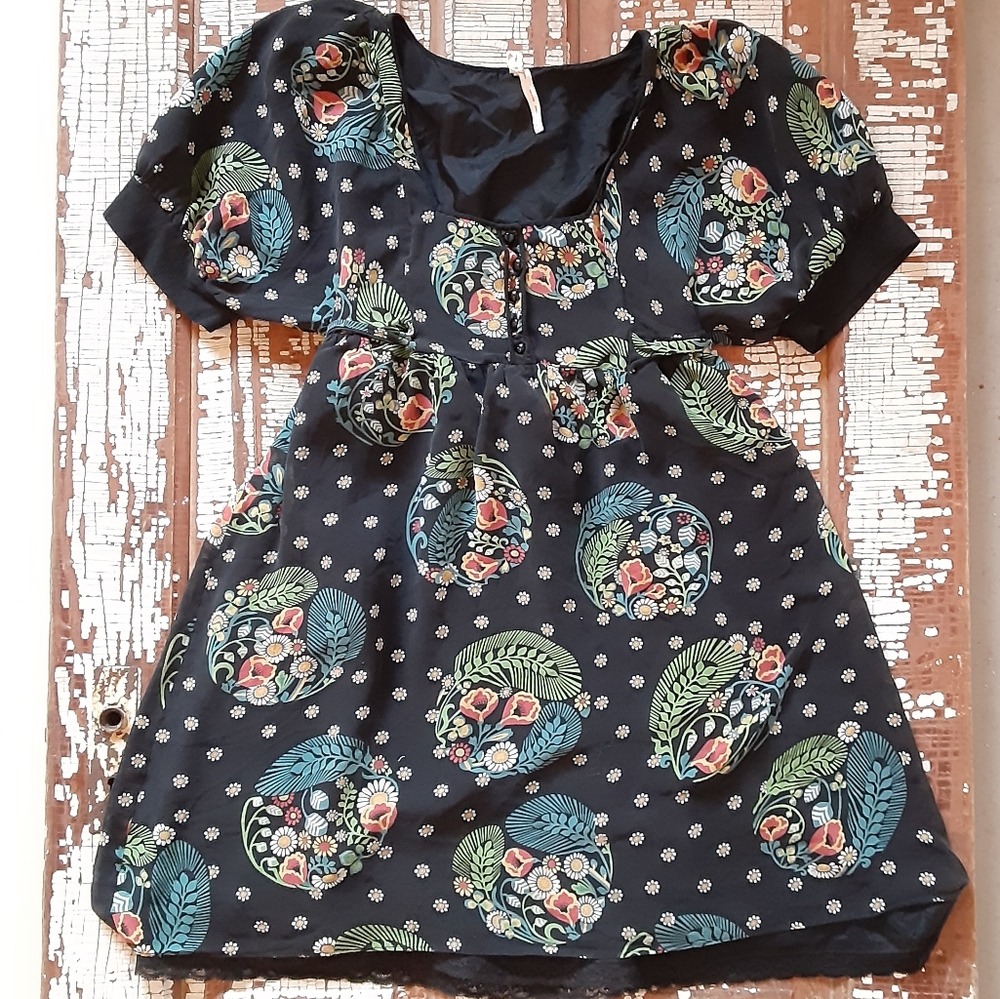 Anthro Maeve floral silk babydoll dress 4